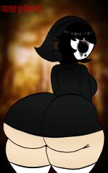 1girls annoyed artist_logo artist_name ass ass_focus ass_view big_ass big_breasts bimbo black_metal breasts bubble_butt dat_ass glaring goth goth_girl huge_ass huge_breasts looking_at_viewer looking_back mario_(series) mcdope_(artist) mcnutz_(artist) shy_gal tagme thick_thighs thighhighs wide_hips