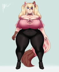 artjwink big_breasts breasts canine cleavage felicia_(jwinkz) female furry huge_breasts jwinkz tagme thick_thighs wide_hips