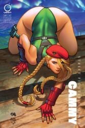 1girls 2016 all_fours antenna_hair artist_signature ass back bare_shoulders blonde_hair blue_sky braid braided_hair braided_twintails british british_female cammy_white capcom comic_cover crawling female female_focus female_only fingerless_gloves frank_cho garrison_cap gauntlets gelbooru gloves green_clothing green_leotard harness hat holster horizon huge_ass leotard light-skinned_female looking_at_viewer nei_ruffino omar_dogan outdoors red_armwear red_beret red_fingerless_gloves red_gloves red_headwear sky smile solo solo_female street_fighter thick_thighs thigh_holster thighs thong_leotard top-down_bottom-up twin_braids video_game video_game_character video_games western_art wide_hips