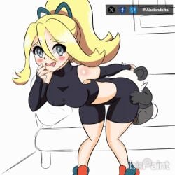 1boy 1girls abalondelta animated gif korrina_(pokemon) pancham pokemon pokemon_masters pokemon_xy sygna_suit_korrina zoophilia