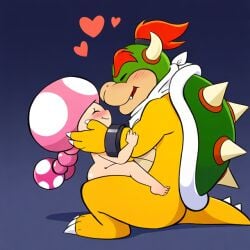 aged_up ai_generated bowser_jr. happy_sex mario_(series) novelai nude romantic_couple romantic_sex sex sitting_on_lap toadette