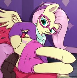 2019 animal_genitalia animal_penis balls big_macintosh_(mlp) clothed clothing cutie_mark duo earth_pony equid equine equine_penis erection eyewear feathered_wings feathers female feral fluttershy_(mlp) friendship_is_magic glasses hair hi_res hipstershy horse horsecock inside male mammal my_little_pony neighday penis pony pterippus pussy sex solo_focus straight wings