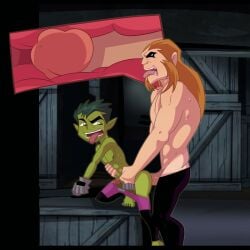 animated beast_boy beast_boy_(teen_titans) gay gay_domination gay_sex huge_cock iyumiblue nsfw yaoi