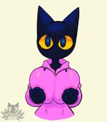 69blackcat69 animated artist_name big_breasts breasts hands_on_breasts hands_on_own_chest looking_at_viewer tagme tight_clothing video