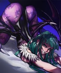 1girls animal_print ass bat_print big_ass big_breasts breasts capcom darkstalkers female female_only green_eyes green_hair head_wings huge_ass large_ass large_breasts morrigan_aensland nintendo self_upload succubus succubus_wings tights touchme4lln8 wings