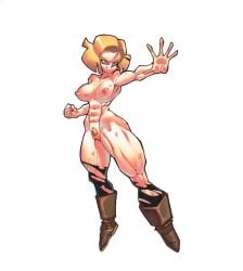 1girls abs android_18 animated boots bouncing_breasts breasts dragon_ball floating flying future_clownset muscular muscular_female nude pubic_hair solo tagme thick_thighs trimmed_pubic_hair video