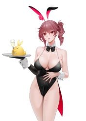 1girls absurd_res absurdres adult arm_up azur_lane bare_arms bare_chest bare_hands bare_hips bare_legs bare_shoulders bare_skin bare_thighs black_bowtie black_bunny_ears black_bunnygirl_costume black_bunnysuit bowtie breasts bunny_ears bunnygirl bunnygirl_outfit cleavage cleft_of_venus collar collarbone covered_areola covered_areolae covered_breasts covered_crotch covered_navel covered_nipples covered_pussy covered_vagina curvy curvy_body curvy_female curvy_figure curvy_hips curvy_thighs dot_nose drink duca_degli_abruzzi_(azur_lane)_ elbows female female_focus female_only fingernails fingers groin hair_between_eyes half_naked hand_up head_tilt high_resolution highres hourglass_figure large_breasts legs legs_together light-skinned_female light_skin lips long_hair looking_at_viewer manjuu_(azur_lane) nail nail_polish naked naked_female nude nude_female ohisashiburi open_mouth parted_lips pink_eyebrows pink_hair pink_hair_female ponytail pussy red_eyes red_eyes_female red_fingernails red_nail red_nail_polish shoulders side_ponytail simple_background slender_body slender_waist slim_girl slim_waist solo standing thick_thighs thighs thin_waist tilted_head tray upper_body upper_teeth v-line white_background white_collar white_wrist_cuffs wide_hips wrist_cuffs