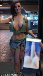 3d cyberpunk_2077 futanari hidden_penis huge_cock long_penis penis_through_leghole penis_to_the_knees sourcemaker uncut v_(cyberpunk_2077) veiny_penis