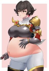 1girls big_breasts breasts female female_only fiorayne huge_belly large_breasts monster_hunter monster_hunter_rise palitexx pregnant ready_to_pop solo