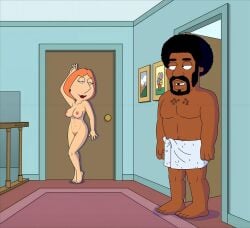 blackzacek dark-skinned_male family_guy jerome_washington lois_griffin nude_female posing_nude towel_only