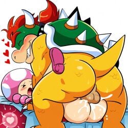 aged_up ai_generated bowser_jr. cum_in_pussy impregnation mario_(series) mating_press novelai sex smile toadette vaginal_penetration