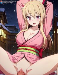 ai_generated anime blonde_hair bondage kimono missionary_position penis ranwai red_eyes sakura-sou_no_pet_na_kanojo sex shiina_mashiro stable_diffusion vaginal_penetration vaginal_sex