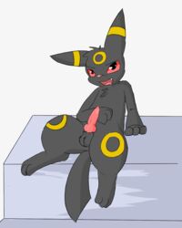 1boy 2019 anthro anthrofied black_fur eeveelution feet fur furry knot looking_at_viewer male male_only markings nintendo nude open_mouth original_character paws penis pink_nose pink_penis pokémon_(species) pokemon pokemon_gsc red_eyes ryoku semi-anthro simple_background solo testicles umbreon video_games white_background wide_hips yellow_markings