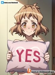 ai_generated cleavage naked senki_zesshou_symphogear tachibana_hibiki_(symphogear) yes-no_pillow