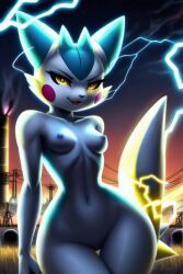 ai_generated anthro electricity furry naked pachirisu pokemon pokemon_(species) sexy.ai small_breasts wide_hips