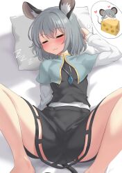 cheese clothed gray_hair nazrin rat_ears rat_girl skirt sleeping small_breasts spread_legs touhou youmu-kun