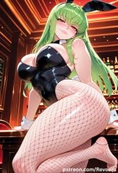 ai_generated big_breasts breasts bunny_girl bunnysuit c.c. code_geass female female_only green_hair huge_breasts mature mature_female quality revoaru solo