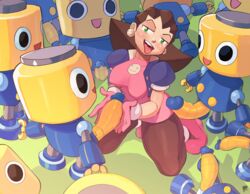 11boys 1girls 6+boys absurd_res big_penis black_eyes breasts brown_hair capcom clothed clothing earrings female green_eyes hair highres huge_penis imminent_bukkake kneeling male mega_man mega_man_legends multiple_boys multiple_penises peculiart penis robot servbot straight thick_thighs tongue tongue_out tron_bonne underling video_games wide_hips