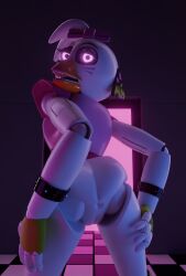3d accurate_body_type animatronic blender female five_nights_at_freddy's five_nights_at_freddy's:_security_breach fnaf glamrock_chica_(fnaf) looking_at_viewer nude nude_female pink_eyes redfish render robot robot_girl solo