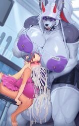 1futa 1girls 2025 big_ass big_breasts big_penis blush canid canine clothed clothed_female clothed_futa clothed_sex clothing cum cum_drip cum_in_mouth cum_inside cum_out_nose cum_through_nose cumflated_belly cumflation excessive_cum fellatio female futa_is_bigger futa_on_female futanari grey_fur heart huge_breasts inflation nipple_piercing nipples orange_fur original original_character picturd purple_nipples purple_penis red_nails small_breasts smaller_female tagme textless textless_version thick_thighs