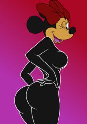 a-fitzga alternate_body_type alternate_breast_size anthro ass black_fur black_skin disney minnie_mouse mouse