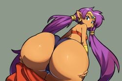 1girls absurd_res absurd_resolution absurdres accurate_art_style alternate_version_available arched_back artstyle_imitation ass ass_focus back backboob bare_back bare_shoulders bent_over big_ass big_butt black_panties black_underwear blue_eyes bottom_heavy bottom_heavy_female breasts bubble_ass bubble_butt curvaceous curvy curvy_female curvy_figure cute cute_face dark-skinned_female dark_skin ear_piercing earrings fat_ass female female_focus female_only harem_outfit harem_pants hi_res high_resolution highres hoop_earrings huge_ass huge_butt large_ass large_butt leaning_forward long_ears long_hair looking_back niyuyu panties pants_down pointy_ears ponytail pov_eye_contact presenting presenting_ass presenting_butt presenting_hindquarters purple_hair red_pants seductive seductive_eyes seductive_gaze seductive_look seductive_pose seductive_smile shantae shantae_(character) shantae_and_the_seven_sirens sideboob simple_background smile smiling_at_viewer solo solo_female solo_focus tagme thick_ass thick_thighs thighs tiara tied_hair twintails underwear undressing very_long_hair voluptuous voluptuous_female wayforward white_background wide_hips