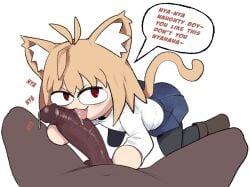 2026 2d anthro before_oral big_penis blonde_hair cat_ears cat_tail catgirl clothed clothed_female clothed_female_nude_male clothing cock dark-skinned_male dark_skin dick dirty_talk english english_text feline female first_person_view furry imminent_oral licking licking_penis light-skinned_female light_skin looking_at_viewer male melty_blood meweeze naked naked_male neco-arc nude nude_male on_knees penis plain_background pov precum red_eyes saliva saliva_on_penis teasing text tongue tongue_out tsukihime twitter_link white_background