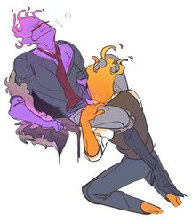 2boys drunk fellatio fire fire_elemental gay grillby male male_only muscular oral orange_body orange_skin purple_skin simple_background sucking tagme underfell underfell_grillby undertale undertale_(series) undertale_fanfiction yaoi