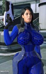 1girls 3d ashley_williams big_breasts black_hair bodysuit boots busty cleavage curvy detailed_background eyelashes female female_only front_view gloves gun holding_object hourglass_figure huge_breasts human long_hair looking_at_viewer mass_effect outdoor outside pose posing shadow solo spread_legs spreading standing thick_thighs tight_clothing video_game video_games voluptuous weapon wide_hips xskullheadx