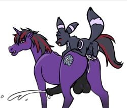 absurd_res alpha_channel anal animal_genitalia animal_penis anus ass backsack balls blush bodily_fluids cum cum_in_ass cum_inside cutie_mark duo eeveelution equid equine equine_genitalia equine_penis erection fan_character feral feral_on_feral generation_2_pokemon genital_fluids genitals hasbro hi_res horn knot looking_back luca_(ponylucario) male male/male mammal my_little_pony mythological_creature mythological_equine mythology nintendo otchakun penis pokemon pokemon_(species) size_difference slimshod smile standing umbreon unicorn
