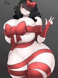 bowtie gift_wrapped huge_ass huge_breasts srnava thick_thighs white_body wide_hips