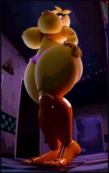 1female 1girls 3d 3d_(artwork) animatronic big_breasts breasts chica_(fnaf) eyelashes female female_focus female_only five_nights_at_freddy's five_nights_at_freddy's_2 fnaf looking_at_viewer looking_down nipple_piercing nipples panties pink_panties thick thick_thighs thighs toy_chica_(fnaf) toy_chica_(love_taste) yellow_body zentaisfm