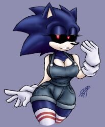 big_breasts black_eyes blue_fur breasts clothing female female_focus female_only fur gloves hedgehog iris_(sonictale32) mobian mobian_(species) oc red_pupils smile smiling smiling_at_viewer solo sonic.exe_(series) sonic_(series) sonictale32 white_background wide_hips