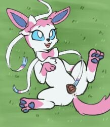 animal_genitalia animal_pussy anus canine_genitalia canine_pussy eeveelution female feral generation_6_pokemon genitals naachi nintendo pawpads pokemon pokemon_(species) pussy simple_background sketch solo spread_pussy spreading sylveon