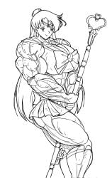 abs biceps big_breasts big_muscles bishoujo_senshi_sailor_moon breasts clothing female huge_breasts huge_muscles large_breasts large_muscles muscles muscular muscular_arms muscular_female muscular_legs muscular_thighs pecs rssam000 sailor_pluto skirt