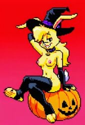 ai_generated female female_only furry halloween jazz_jackrabbit_(series) lori_jackrabbit pixel_art