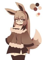 1girls animal_ears animal_tail brown_eyes brown_hair cathie_(rivergravidade) glasses long_hair rivergravidade