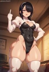 aged_up ai_generated big_ass chainsaw_man female female_only huge_ass laerae_(artist) leotard nayuta_(chainsaw_man) nier:_automata shortstack thick_thighs yorha_2p_(cosplay) zettai_ryouiki