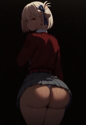 1girls ai_generated ass big_ass blackwhiplash_(style) blonde_hair booty bottom_heavy clothing female huge_ass huge_butt looking_back lycoris_recoil lycoris_uniform massive_ass massive_butt nishikigi_chisato panties short_hair thick_thighs thong