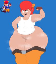 big_ass lewd_potato no_panties pam_(brawl_stars) red_hair shaved_pussy thick_thighs