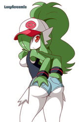 1girls alternate_species anthro ass cosplay cosplay_gardevoir female female_gardevoir female_only gardevoir hand_on_ass hilda_(cosplay) hilda_(pokemon)_(cosplay) looking_back lucyfercomic nintendo pokémon_(species) pokemon pokemon_(species) pokemon_rse solo thick_thighs