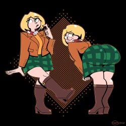 1girls ashley_graham ass bent_over big_ass blonde_hair breasts bubble_butt clothing dat_ass fat_ass huge_ass ineptoutcast large_ass light-skinned_female light_skin png resident_evil resident_evil_4 resident_evil_4_remake thick_ass thick_thighs wide_hips