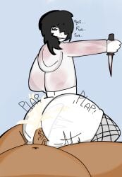 anal anal_sex anal_sex big_ass big_cock big_dick big_penis black_cock blood cum cum_explosion cum_inside english_text femboy femboy_jeff_the_killer jeff_the_killer knife qaz00rn text_bubble