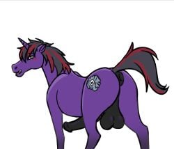 absurd_res animal_genitalia animal_penis anus ass backsack balls blush cutie_mark equid equine equine_genitalia equine_penis erection fan_character feral genitals hasbro hi_res horn looking_back male mammal my_little_pony mythological_creature mythological_equine mythology otchakun penis presenting presenting_hindquarters puffy_anus slimshod smile solo standing unicorn