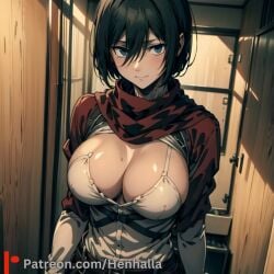 ai_generated black_hair blue_eyes breasts henhalla shy very_shy