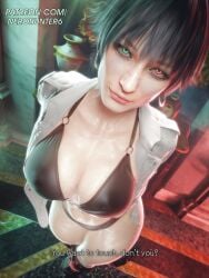 1girls 3d athletic athletic_female big_breasts breasts devil_may_cry female female_only from_front_position front_view green_eyes heterochromia lady_(devil_may_cry) light-skinned_female light_skin medium_hair muscular muscular_female nerohunter6 red_eyes toned toned_female