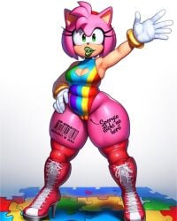 ai_generated amy_rose anthro autism autism_symbol barcode_tattoo bimbo bimbo_lips cameltoe edit female fur furry leotard meme novelai sega shitpost sonic_(series) sonic_the_hedgehog_(series) tattoo that_guy9001 thick_thighs thighs tight_clothing waving waving_at_viewer wide_hips