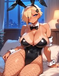 1girls agatha_(xandr) ai_generated artstyle_imitation ass big_ass big_breasts black_skirt blonde_female blonde_hair blue_eyes bob_cut bunny_ears bunny_girl bunnysuit choker earrings emotionless eyelashes eyeshadow gyaru hair_covering_eye hair_over_one_eye huge_ass huge_breasts makeup pencil_skirt seductive short_hair skirt slut tanned tanned_female tanned_skin thiccwithaq_(ai_style) thick thick_ass thick_legs thick_lips thick_thighs voluptuous voluptuous_female white_shirt xandr young younger_female