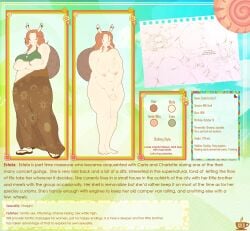 antennae_(anatomy) anus belly big_breasts bracelet breasts bzeh chilean_flag clothing crossed_arms dress drugs estela_cortes feet female gastropod genitals hair hi_res jewelry kerchief marijuana model_sheet mollusk nipples nude orange_hair pussy shell sleeping slightly_chubby slime smoking smoking_marijuana snail solo text thick_thighs toes vulva
