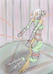 anthro ass bondage bound breasts change collar crying cute fan_character female gag hair johnsergal_(character) kemono mesukemo muzzle_(object) muzzled restraint sergal sex silver solo tears transformation tsf